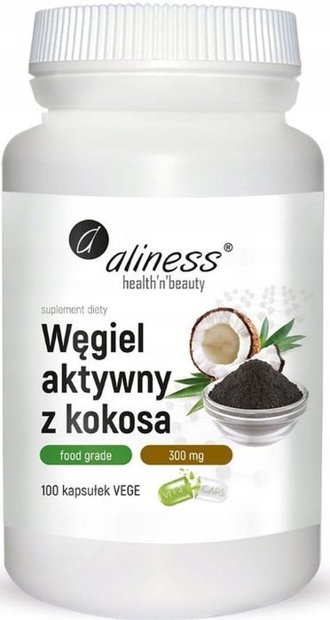 aliness węgiel aktywny z kokosa 300mg bez dodatków biegunka gazy trawienie
