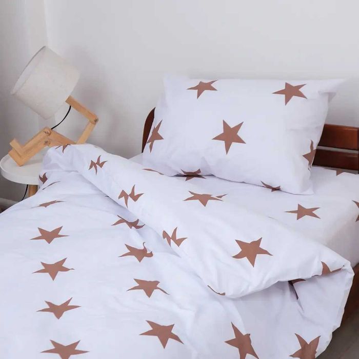 Постільна білизна односпальна підліткова Зірки (шоколадні), 50x70