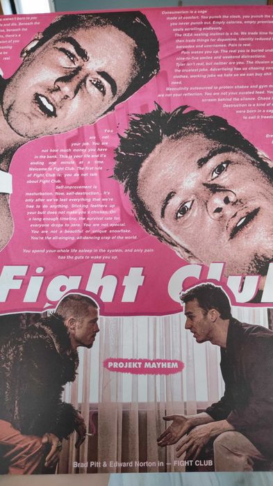 Plakat A3 Fight Club w ramie - różowy