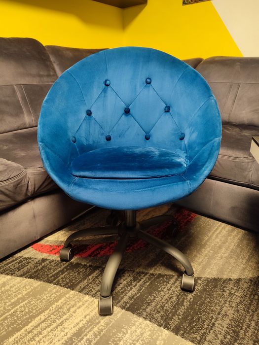 Fotel obrotowy LOUNGE welur granat