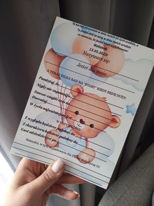 Ankiety karty na roczek chrzest