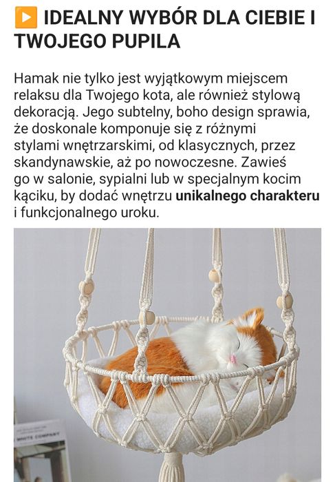 Hamak ,huśtawka dla kota !