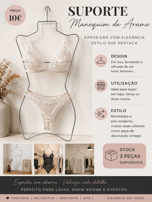 Expositor em inox estilo manequim