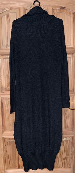 H&M sukienka sweterkowa sweter maxi grafitowa golf S jak nowa