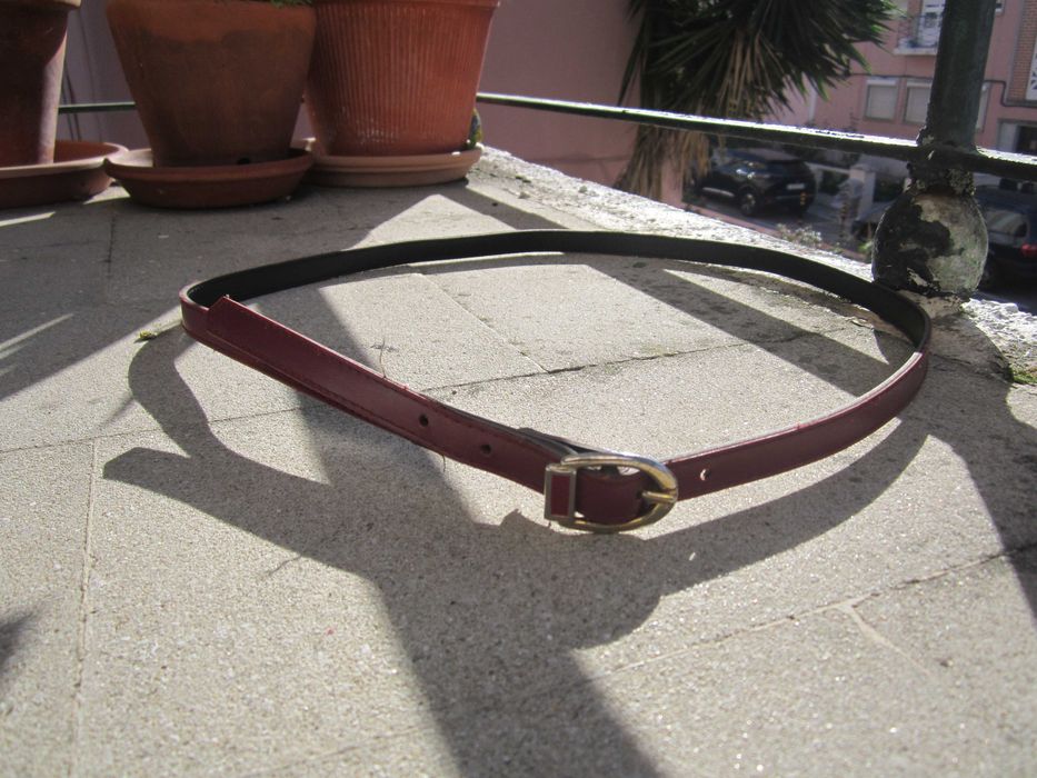 Cinto Bordeaux Fivela Dourada 108 cm