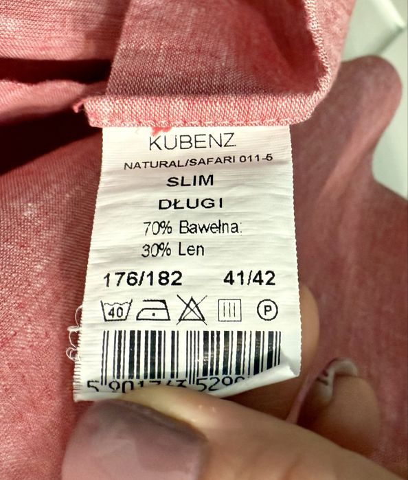 Koralowa koszula Kubenz slim gładka w rozm 41/42 176/182