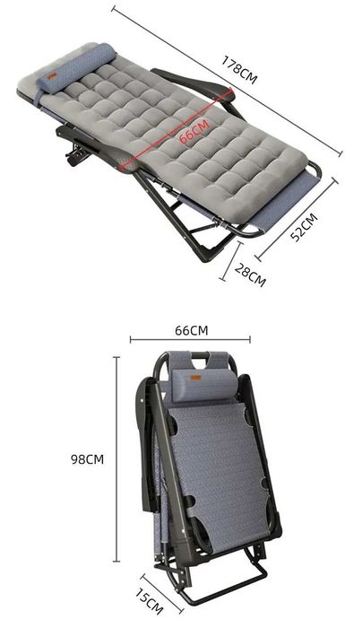 Розкладне крісло шезлонг садовий із подушкою WCG FCB-S03PP