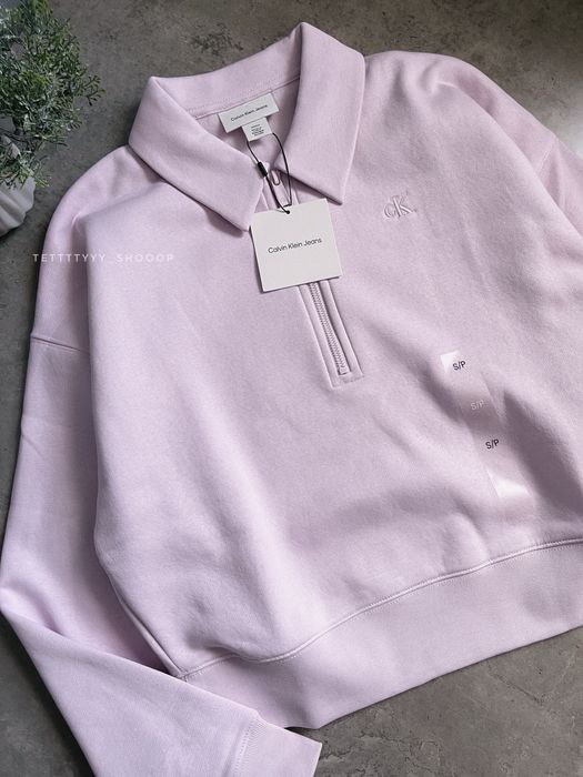 новий оригінальний світшот поло calvin klein jeans рожевий оверсайз S