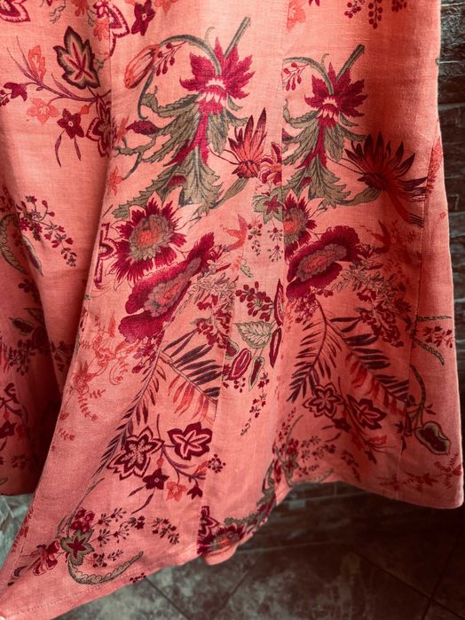 Marks&Spencer - j.nowa orange kwiaty letnia z lnem 42!