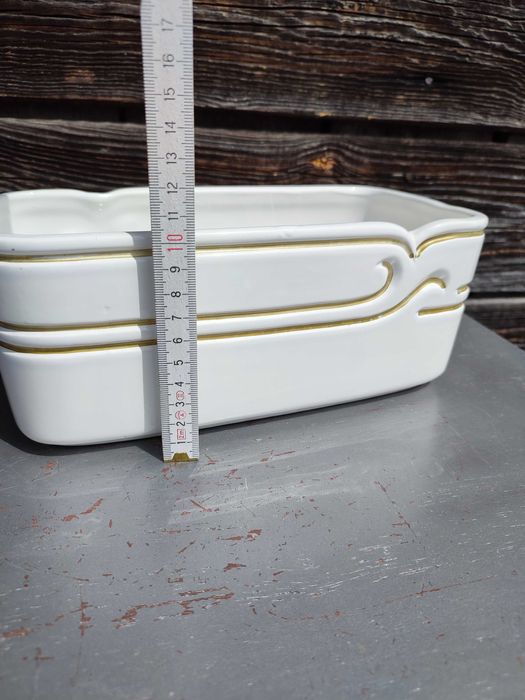 Ceramiczna osłonka - doniczka podłużna - vintage - design K10