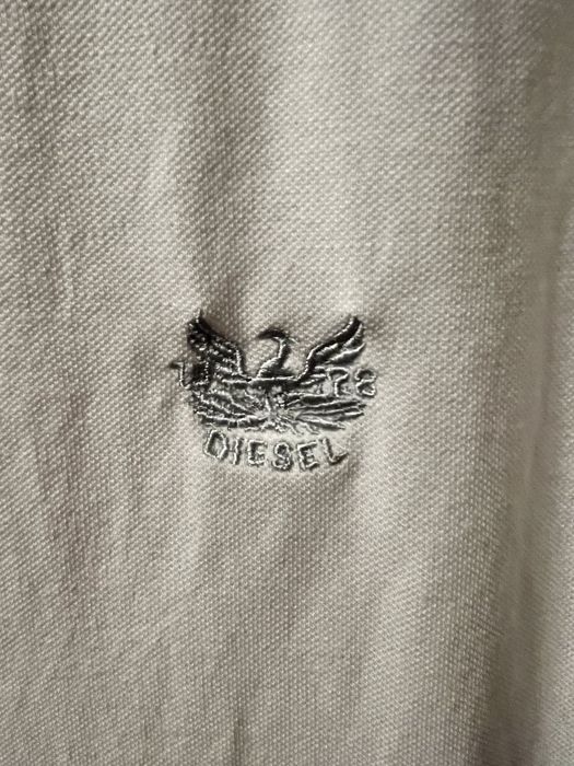 Biała koszulka polo Diesel z zamkiem i haftowanym logo