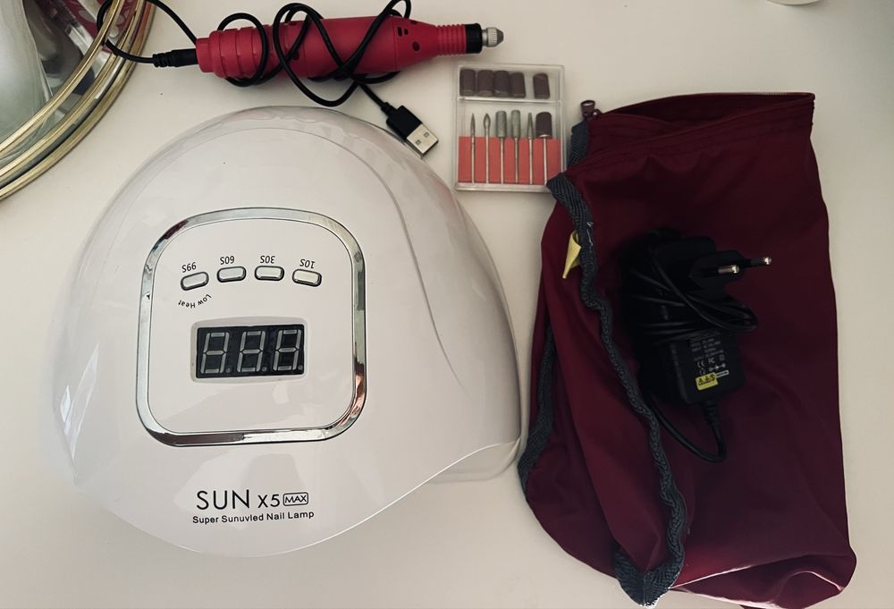 Kit Profissional Unhas Gel UV LED NOVO – SUN X5 MAX + Lixa Elétrica + 14 Géis Cheios