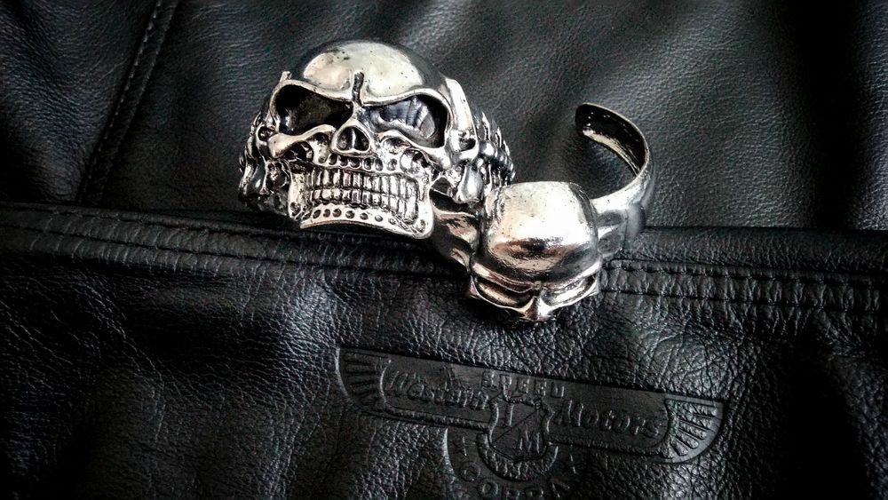 Czaszka skull czacha bransoletka Moto chopper Harley gotyk metal rock