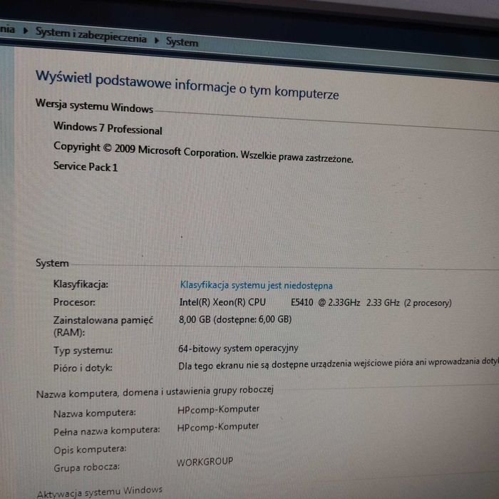 KOMPUTER HP xw6600 workstation komplet