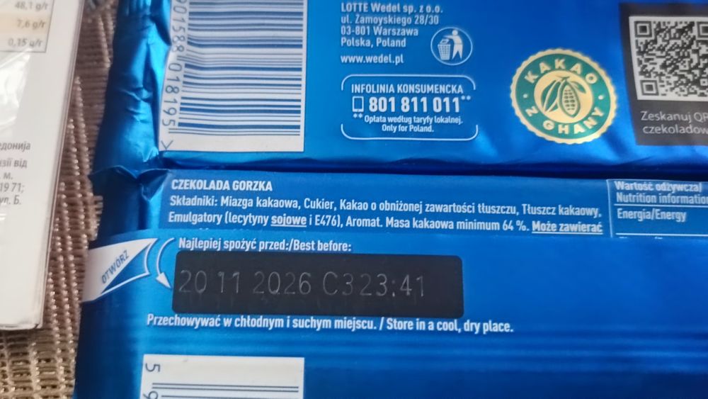 Czekoladki Merci 250g. Storck oraz 3 x czekolada  gorzka E. Wedel