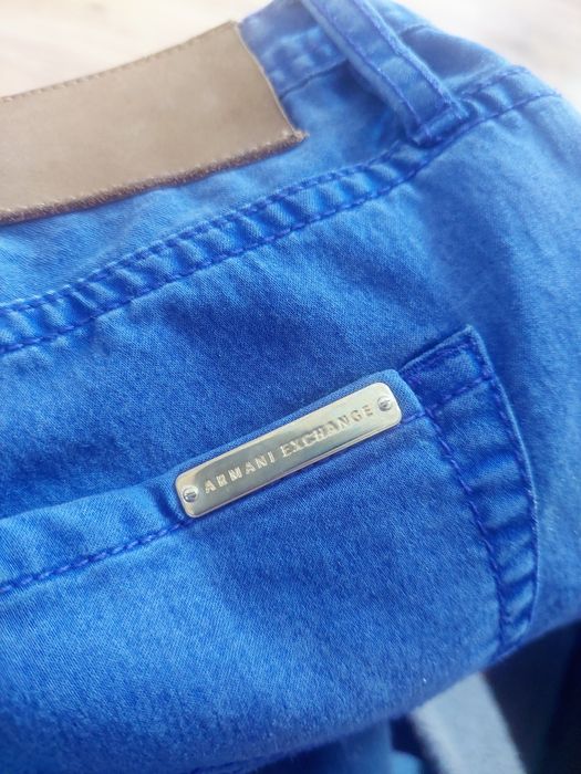 Armani Exchange spodnie fioletowe llyocell rurki trousers premium viol