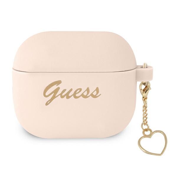 Guess GUA3LSCHSP AirPods 3 cover różowy/pink Silicone Charm Heart