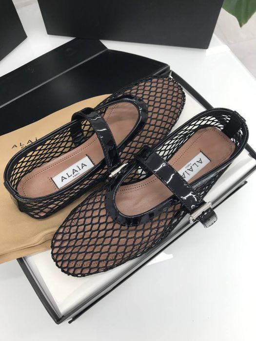 Балетки в сітку alaia чорні жіночі нат шкіра В НАЯВНОСТІ