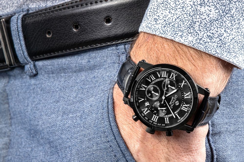 zegarek męski giewont chronograph sapphire czarny gw6260-a3