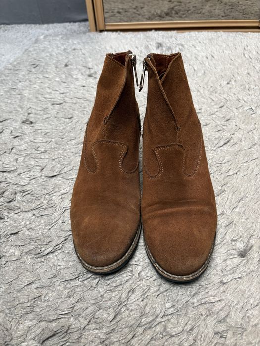 Botki Carinii Skorzane rozm 40 Zamszowe Brazowe Kowbojki