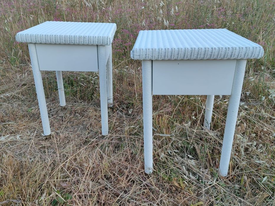 2 Mesas de Cabeceira em Rattan com Gavetas Soft Close