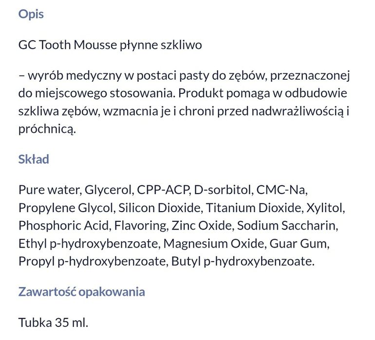 GC Tooth Mousse ( smak truskawkowy ), zęby, pasta, higiena, zdrowie