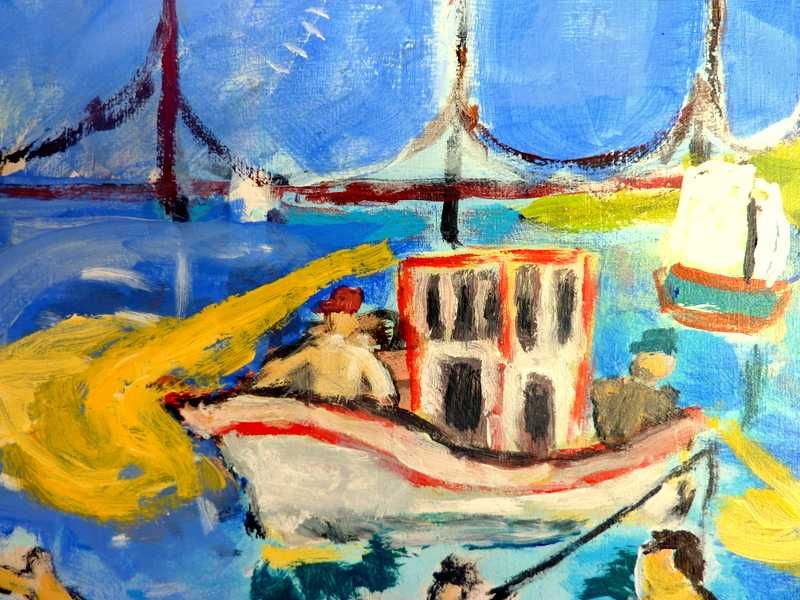 Quadro a óleo em madeira assinado