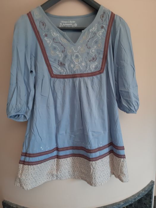 Bluzka bluzeczka tunika KappAhl M L niebieska Indie vintage lato boho