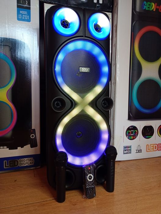 Караоке акустика Atlanfa-82(Bluetooth,SD,USB,FM) пультДУ, 2микрофона.