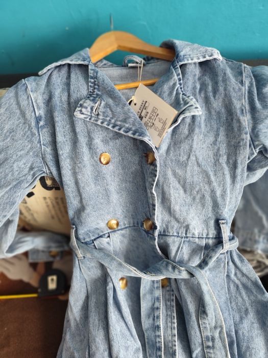 Płaszcz, sukienka jeansowa m,l