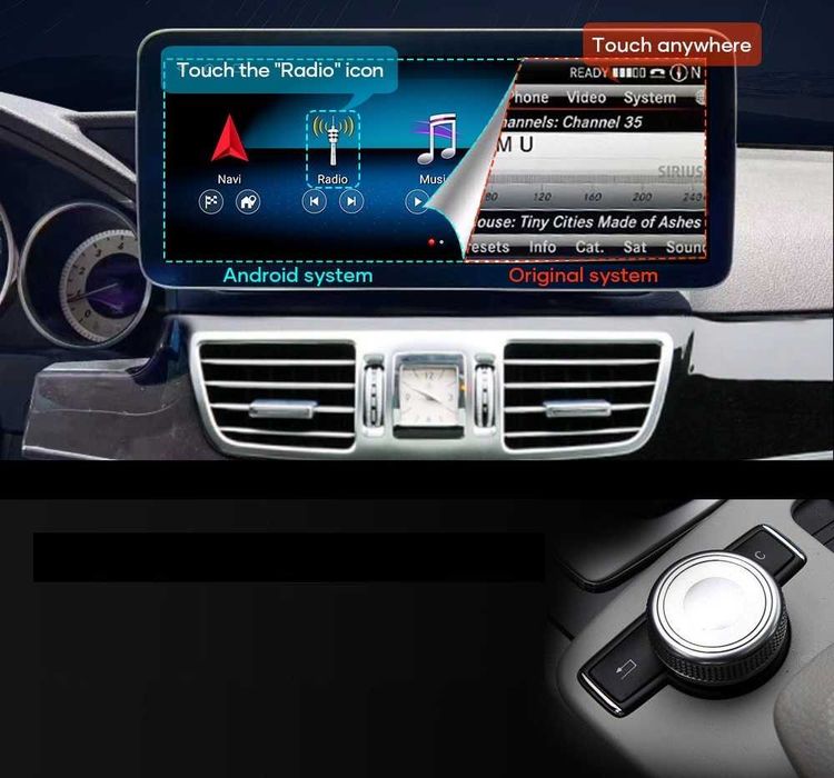 CarPlay Android Auto Radio DAB+ Opcja Bluetooth YouTube Yanosik Android USB GPS WiFi 4G MP3 Mercedes E W212 System NTG4.5 Harman Kardon