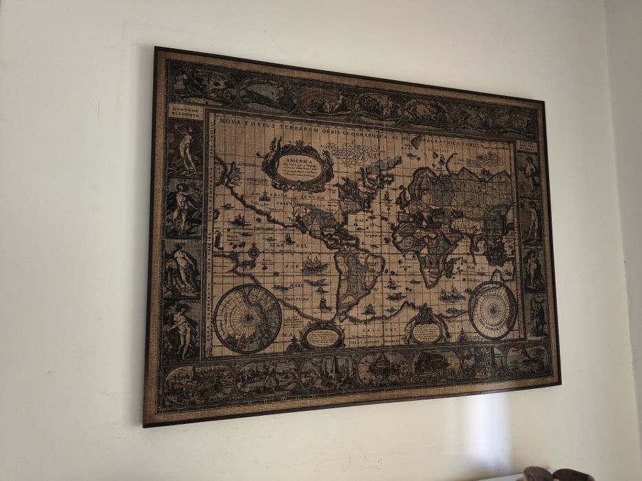 Tela mundo tecido com moldura