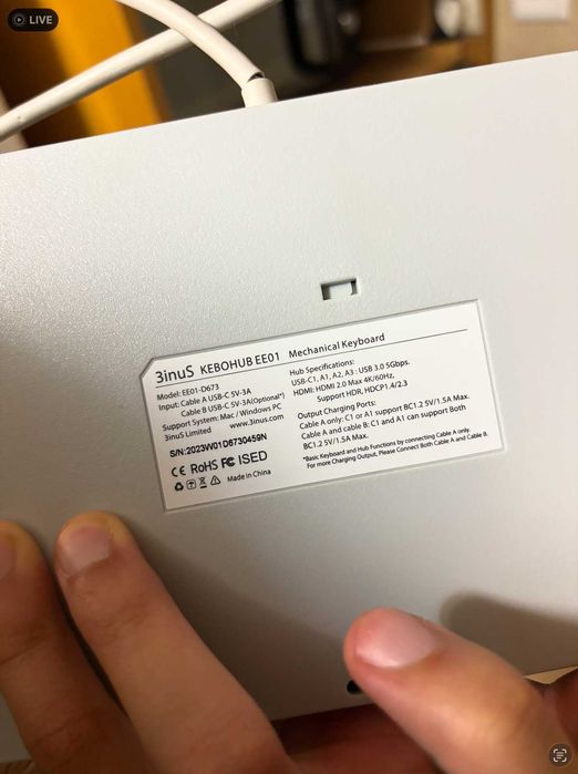 Teclado Mecânico 3inuS KEBOHUB EE01 + Hub USB-C/HDMI Integrado