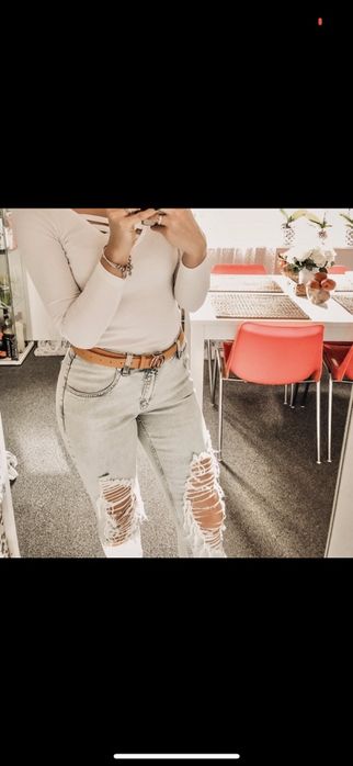 eansy missdenim Ripped Marmo Zip Leg Jeans L