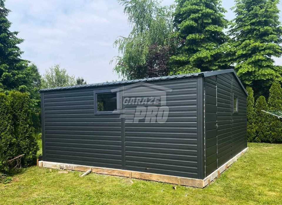 Domek Ogrodowy 5x4  antracyt  drzwi +2x okno Dach dwuspad GP75