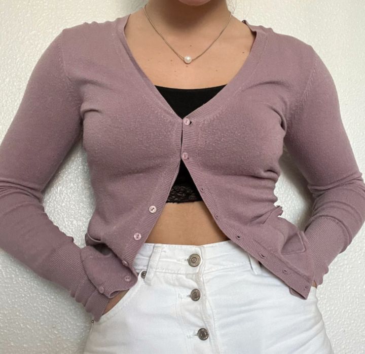 Casaco Cardigan Lã Violeta/Lilás