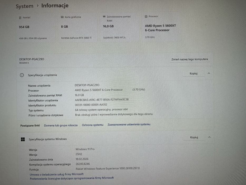 Mocny Komputer Gamingowy RTX 3060 Ti / Ryzen 5 / SSD 1TB / Windows 11 Pro