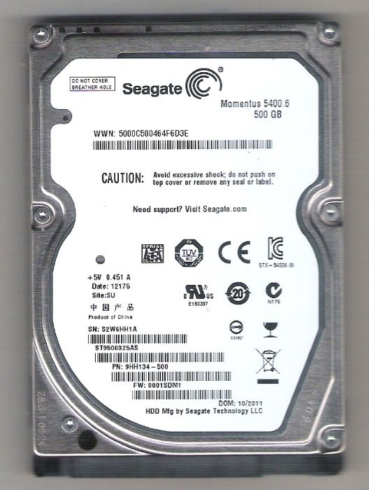 Продам недорого жёсткий диск SEAGATE 2,5”(SATA), 500 гб, для ноутбука.