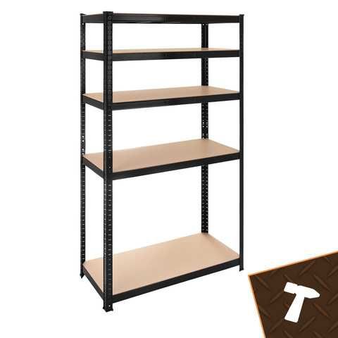 Regał Magazynowy Metalowy 1000kg Mocny Czarny Garaż Piwnica 180x90x40 OKAZJA