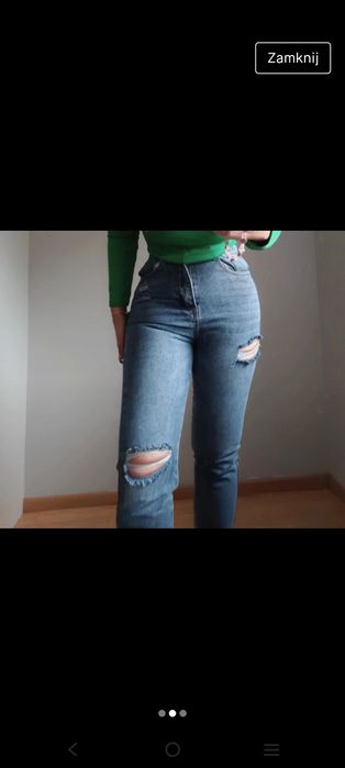 Spodnie postrzępione z dziurami w stylu missdenim
