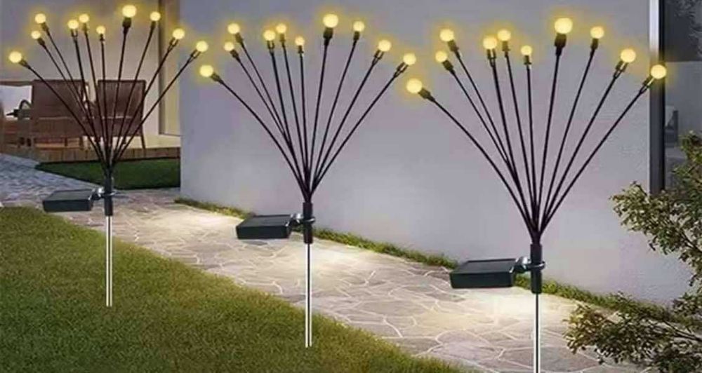 ZESTAW 2 Lampy solarne ogrodowe wbijane led kulki ciepłe światło 70cm