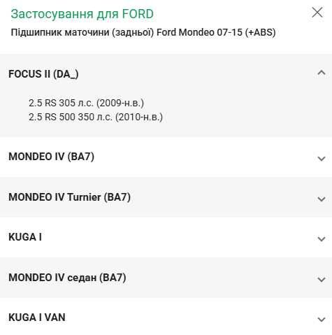 Підшипник маточини / ступиці  (задньої) Ford Mondeo 07-15 (+ABS) (2шт)