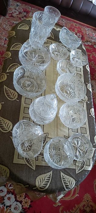 kryształy PRL oryginalne zestaw 3 idealny stan