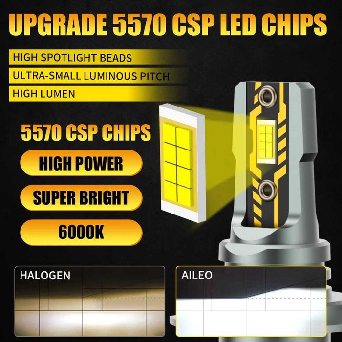 Lâmpada LED  carro, Branca super brilhante ,  H7, 22000LM, 6500K