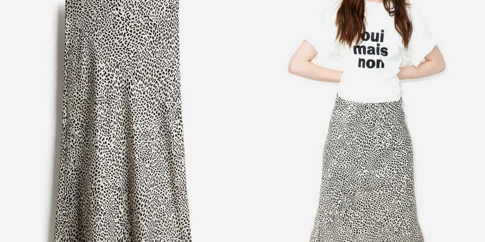 Spódnica midi XS nowa kolekcja beżowa wzór wiskoza PROMOCJA H&M