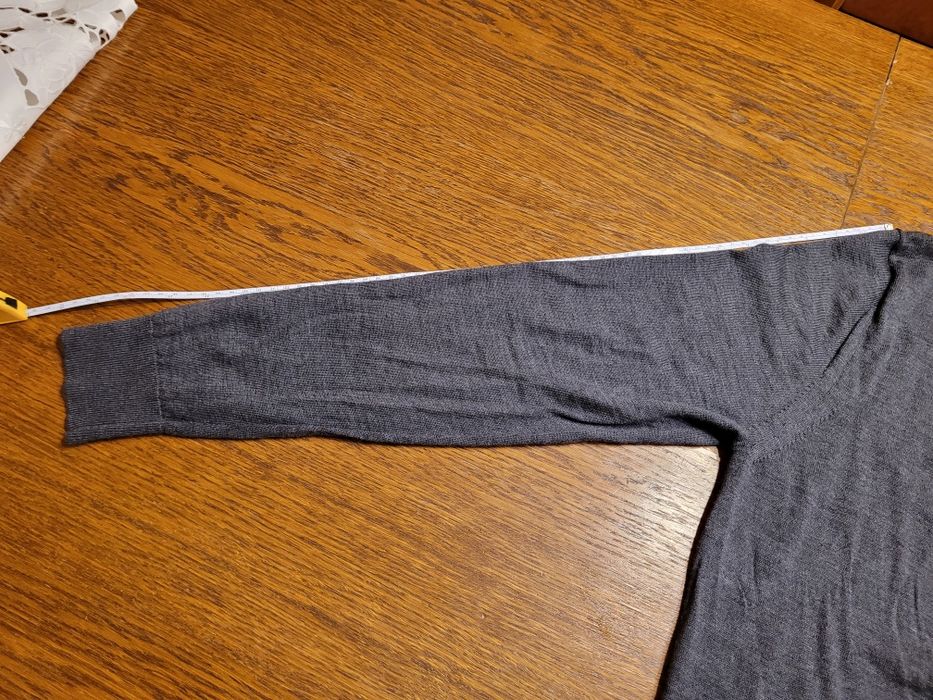 Sweter swetr kardigan M&S r.L 100% merino szary guziki rozpinany