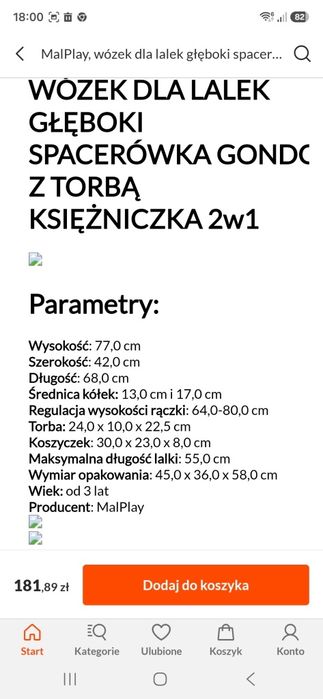 MayPlay wózek dla lalek mega okazja
