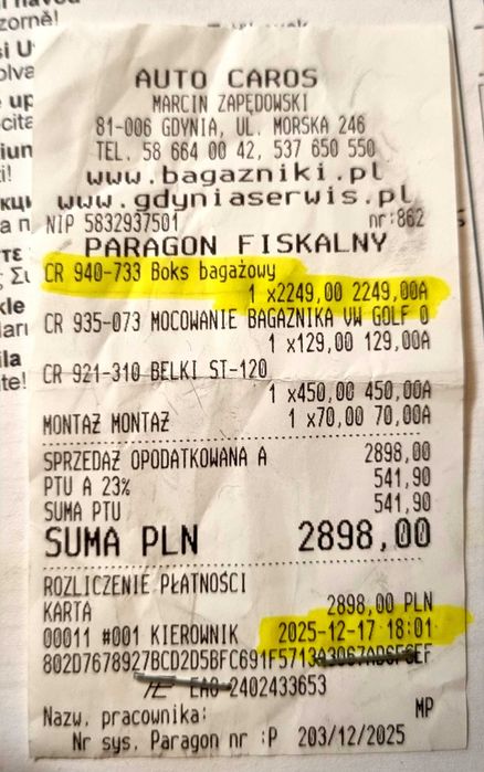 BOKS DACHOWY CRUZ Gdynia Gdańsk 470NT 75 kg