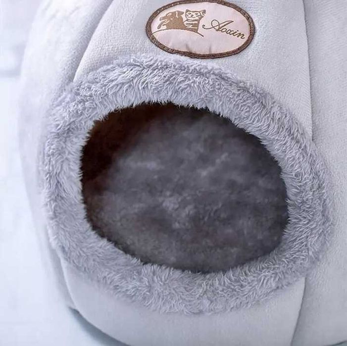 Domek dla kota budka legowisko pluszowe zima miękkie posłanie poduszka