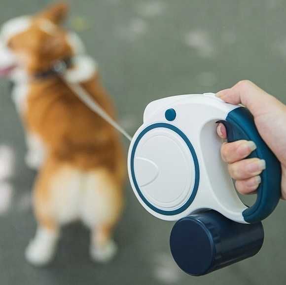 Smycz Dla Psa Z Odblaskiem, Latarka I Pojemnik Na Worek, Automatyczna